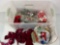 Clear Plastic Tote with Ornaments, Burgundy Bows