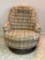 Swivel Base Plaid Upholstered Chair