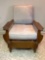 Wood Framed Morris Chair with Cushioned Back & Seat