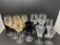 13 Stemmed Glasses- Some Colored Glass, Some Etched