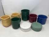 Longaberger Pottery Lot- Mugs, Crocks, Coasters