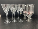 6 & 3 Stemware Glasses- 3 are Decorated