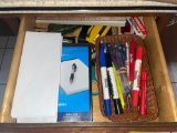 Contents of Drawer- Envelopes, Writing Paper, Pens/Pencils, Scissors, Level, Stamp, Basket, Ruler
