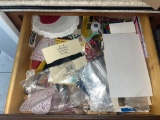 Contents of Drawer- Paper Doilies, Plastic Bags, Paper Clips, Push Pins, Safety Pins, More
