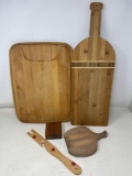 Wooden Cutting Boards- 2 Large, One Small and Wooden Oven Rack Puller