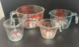 4 Pyrex & Anchor Hocking Clear Glass Measuring Bowls- Various Sizes