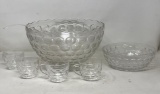 Punch Bowl, Matching Bowl, 12 Cups & Hooks and Ladle