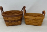 1992 Longaberger with Leather Handles and Colored Weaving and 1999 Basket with Leather Handles