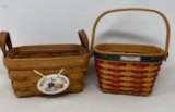 Longaberger 1995 Basket with Leather Handles and 2001 Inaugural Basket