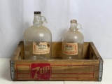 Wooden 7-Up Crate with 2 Sweet Cider Jugs from Kauffman's Fruit Farm