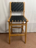 Bar Height Leather Woven Strap Chair