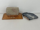 Commemorative Desk Piece- Virginia Tech and Banded Agate SlabSlab