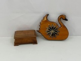 Wooden Music Box and Wooden Swan Clock