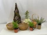 Baskets, Artificial Succulents and Plants, Grapevine Tree