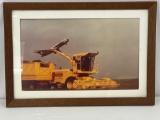 Framed Photo- Optical Illusion of Plane On New Holland Combine