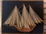 String Art Sailing Ship Wall Plaque
