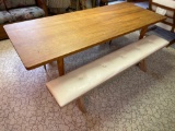 Wooden Farm Table, Tapered Legs, with Benches