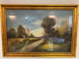 Framed Oil Painting of Vernal Landscape by Colley