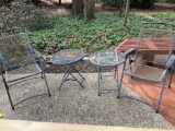 2 Metal Patio Chairs and 2 Side Tables