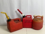 3 Red Plastic Gas Cans