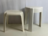 2 White Plastic Patio Side Tables