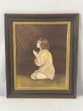 Framed Oil on Board Painting of Little Girl Praying by Shirley Krauss, 2017