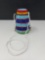 Tibetan Wire & Blue/Colorful Bead Basket with Lid with White Long Handle or Necklace