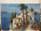 Unframed Oil on Canvas Painting of Lakeside Villa