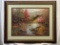 Framed Print of Oi Painting Autumn Landscape with Boat in Creek by Sam Trataro