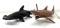 2 Wood Carved Sharks