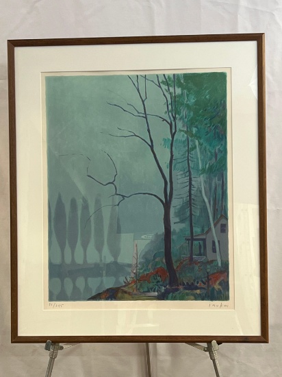 Original Lithograph "Misty Morning, Vermont" by Kyohei Inukai