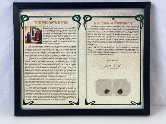 Framed "Widow's Mites" with Bible Story and COA for Mites