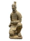 Heavy Terracotta Chinese Warrior Kneeling Male Sculpture