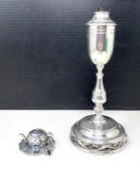 Hand Made Silverplate Oil Lamp, Marked 