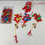 Fabric Asian Dragon Ornaments with Bells