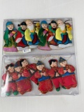 2 Packs of Fabric Asian People Ornaments- 6 in Each Bag