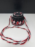 Tibetan Wire & Black/Red/White Bead Basket with Lid with Long Handle or Necklace