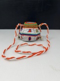 Tibetan Wire & White/Colorful Bead Basket with Lid with White Long Handle or Necklace