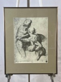 Framed Print: Scene of two ancient men fighting. possibly depicting Cain and Abel