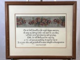 Framed Tapestry with Roses and Calligraphy Quote by St. Francis de Sales