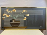 Contemporary Print of Calla Lilies in Vase on City Window Sill by Franco
