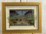 Signed and Numbered Three-Dimensional Art Piece depicting Paris Street Scene and Eiffel Tower