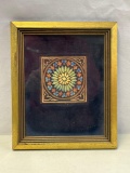 Painting of Ornate Tile, Framed, Initialed 