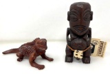 2 Wood Carvings- Iguana and 