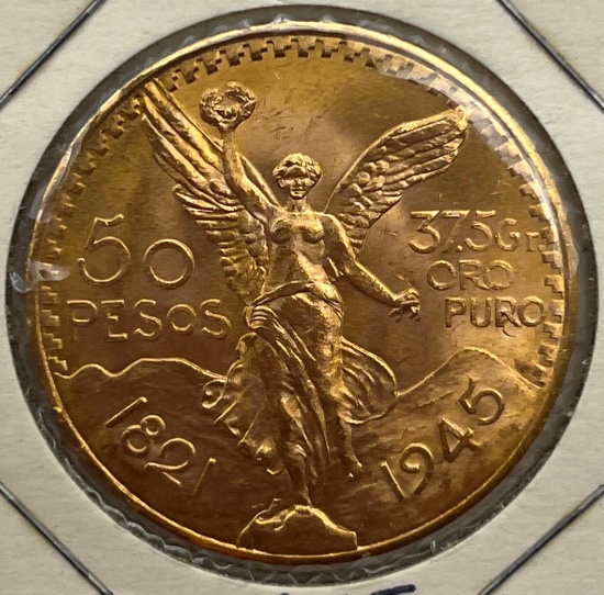 Mexican 50 Peso Gold Coin, 1945