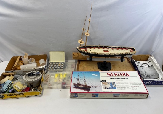 Niagara Ship Model Kit- Partially Built with Accessories and Items to Complete