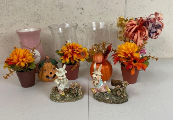 Artificial Flower Arrangements, Candle Chimneys, Rabbit Figures, Vases, Pumpkin Decorations