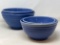 4 Blue Vintage Glazed Pottery Mixing Bowls- Various Sizes
