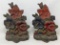 Matching Floral, Paint Decorated, Antique Cast Iron Book Ends/Door Stops