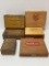 6 Wooden Cigar Boxes, Metal Cigar Tubes